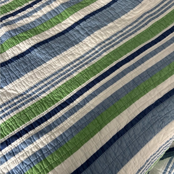 Pottery Barn Kids Blue and Green Striped Quilt - Picture 2 of 4